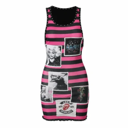 Lost Intricacy Pink & Black Rebel Muse Dress