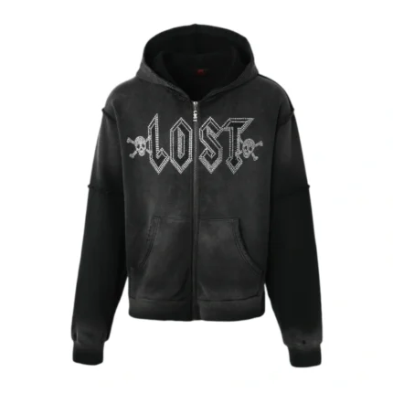 Lost intricacy Mens Black Zip Up